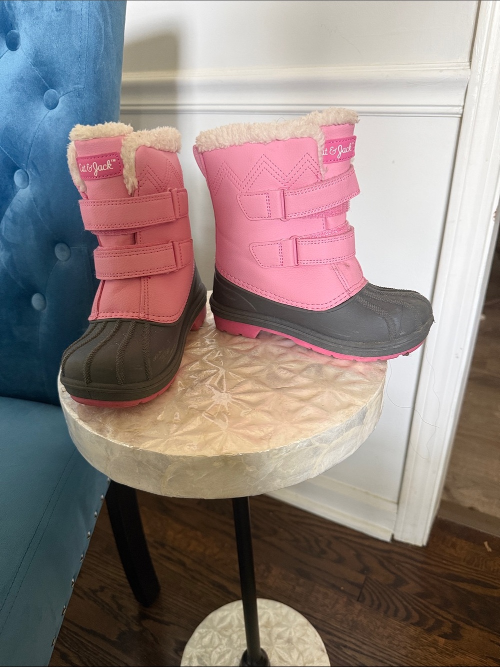 Cat & Jack Pink and Gray Waterproof Kids Snow Boots